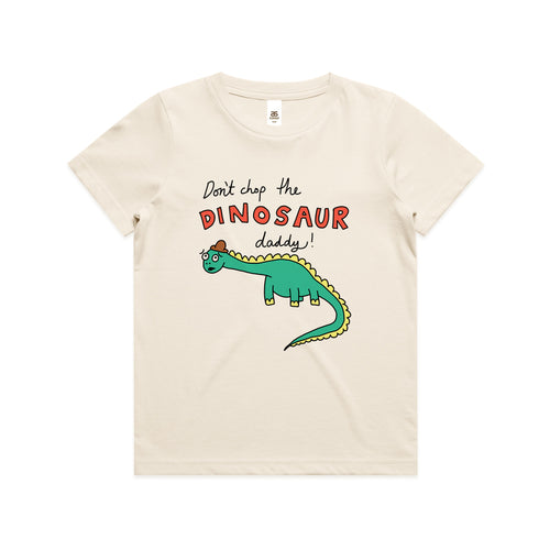 Don't Chop The Dinosaur Kids Tee by Lonely Kids Club. All clothing from our T-shirts to our shorts and hoodies are ethically made, and printed packed and shipped from Sydney.