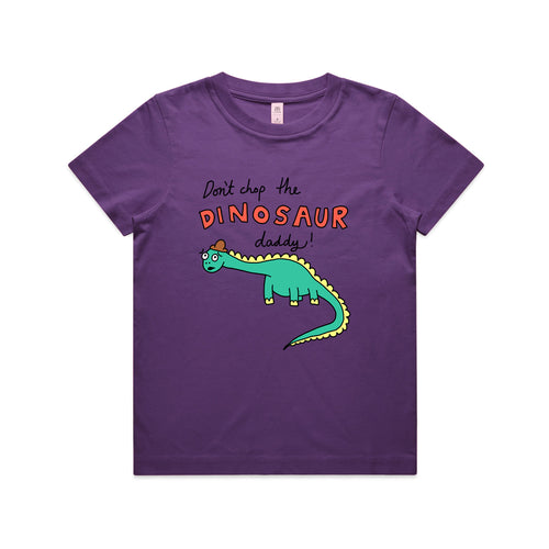 Don't Chop The Dinosaur Kids Tee by Lonely Kids Club. All clothing from our T-shirts to our shorts and hoodies are ethically made, and printed packed and shipped from Sydney.
