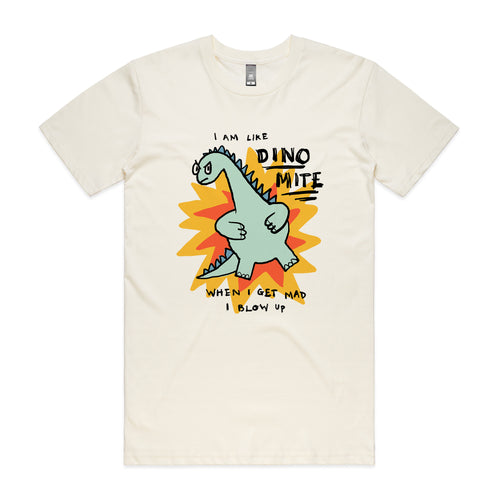 Dino Mite Tee by Lonely Kids Club. All clothing from our T-shirts to our shorts and hoodies are ethically made, and printed packed and shipped from Sydney.