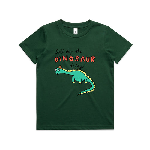 Don't Chop The Dinosaur Kids Tee by Lonely Kids Club. All clothing from our T-shirts to our shorts and hoodies are ethically made, and printed packed and shipped from Sydney.
