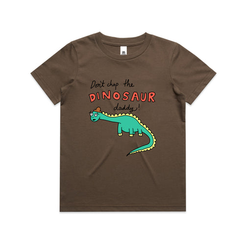 Don't Chop The Dinosaur Kids Tee by Lonely Kids Club. All clothing from our T-shirts to our shorts and hoodies are ethically made, and printed packed and shipped from Sydney.