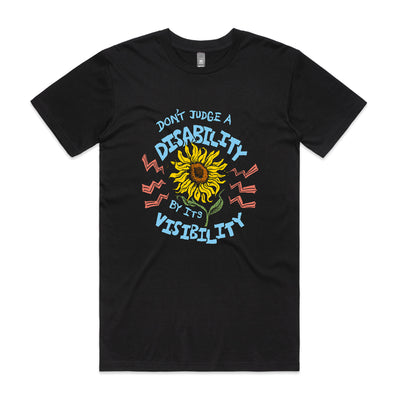 Disability Visibility Tee by Lonely Kids Club. All clothing from our T-shirts to our shorts and hoodies are ethically made, and printed packed and shipped from Sydney.