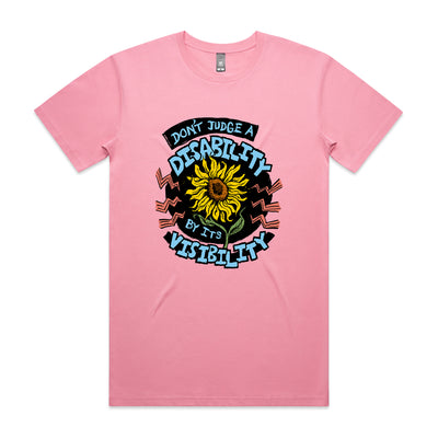 Disability Visibility Tee by Lonely Kids Club. All clothing from our T-shirts to our shorts and hoodies are ethically made, and printed packed and shipped from Sydney.