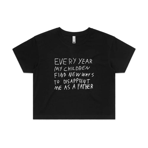 Father's Disappointment Tee by Lonely Kids Club. All clothing from our T-shirts to our shorts and hoodies are ethically made, and printed packed and shipped from Sydney.