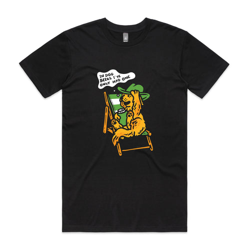 Dog Beers Tee by Lonely Kids Club. All clothing from our T-shirts to our shorts and hoodies are ethically made, and printed packed and shipped from Sydney.
