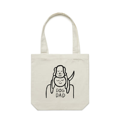 Dog Dad Tote by Lonely Kids Club. All clothing from our T-shirts to our shorts and hoodies are ethically made, and printed packed and shipped from Sydney.