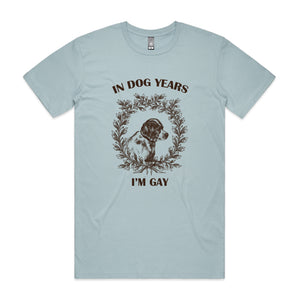 Dog Years Tee by Lonely Kids Club. All clothing from our T-shirts to our shorts and hoodies are ethically made, and printed packed and shipped from Sydney.