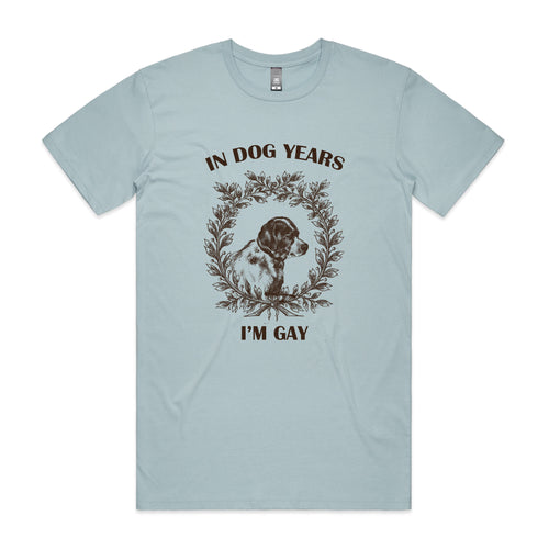 Dog Years Tee by Lonely Kids Club. All clothing from our T-shirts to our shorts and hoodies are ethically made, and printed packed and shipped from Sydney.