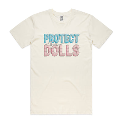 Protect The Dolls Tee by Lonely Kids Club. All clothing from our T-shirts to our shorts and hoodies are ethically made, and printed packed and shipped from Sydney.