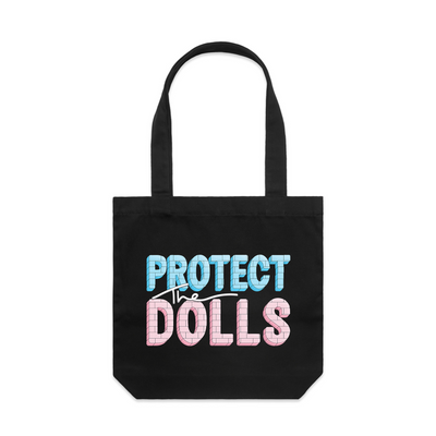Protect The Dolls Tote by Lonely Kids Club. All clothing from our T-shirts to our shorts and hoodies are ethically made, and printed packed and shipped from Sydney.