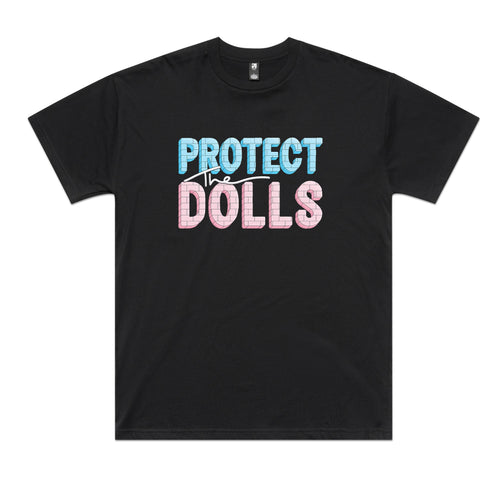 Protect The Dolls Tee by Lonely Kids Club. All clothing from our T-shirts to our shorts and hoodies are ethically made, and printed packed and shipped from Sydney.