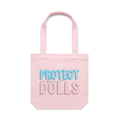 Protect The Dolls Tote by Lonely Kids Club. All clothing from our T-shirts to our shorts and hoodies are ethically made, and printed packed and shipped from Sydney.
