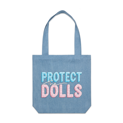 Protect The Dolls Tote by Lonely Kids Club. All clothing from our T-shirts to our shorts and hoodies are ethically made, and printed packed and shipped from Sydney.