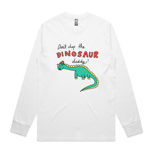 Don't Chop The Dinosaur Tee by Lonely Kids Club. All clothing from our T-shirts to our shorts and hoodies are ethically made, and printed packed and shipped from Sydney.