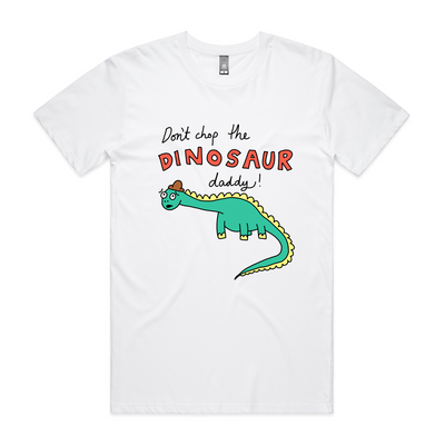 Don't Chop The Dinosaur Tee by Lonely Kids Club. All clothing from our T-shirts to our shorts and hoodies are ethically made, and printed packed and shipped from Sydney.