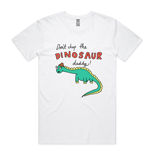 Don't Chop The Dinosaur Tee by Lonely Kids Club. All clothing from our T-shirts to our shorts and hoodies are ethically made, and printed packed and shipped from Sydney.