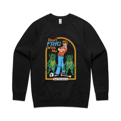 Don't Frig With Me Jumper by Lonely Kids Club. All clothing from our T-shirts to our shorts and hoodies are ethically made, and printed packed and shipped from Sydney.
