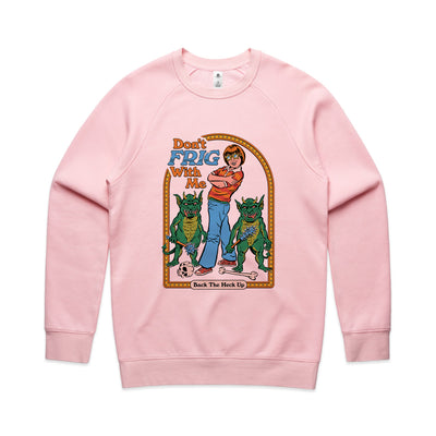 Don't Frig With Me Jumper by Lonely Kids Club. All clothing from our T-shirts to our shorts and hoodies are ethically made, and printed packed and shipped from Sydney.