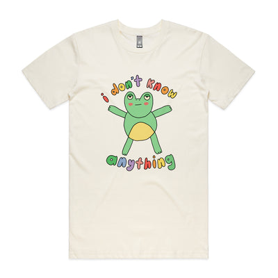 Don't Know Anything Tee by Lonely Kids Club. All clothing from our T-shirts to our shorts and hoodies are ethically made, and printed packed and shipped from Sydney.