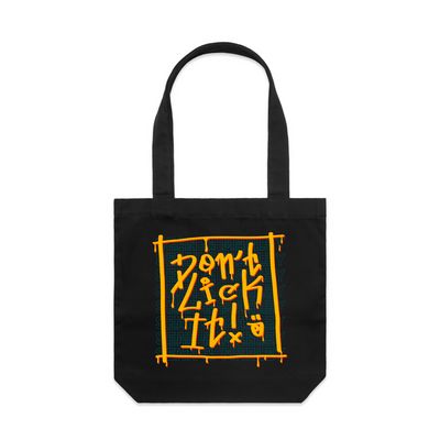 Don't Lick It Tote by Lonely Kids Club. All clothing from our T-shirts to our shorts and hoodies are ethically made, and printed packed and shipped from Sydney.