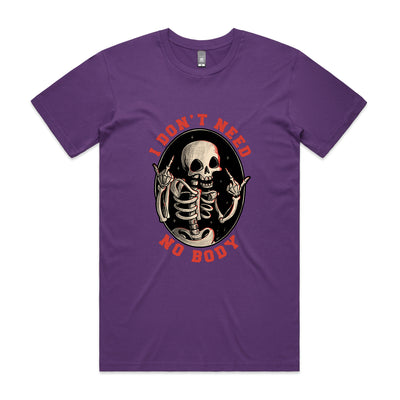 Don't Need No Body Tee by Lonely Kids Club. All clothing from our T-shirts to our shorts and hoodies are ethically made, and printed packed and shipped from Sydney.