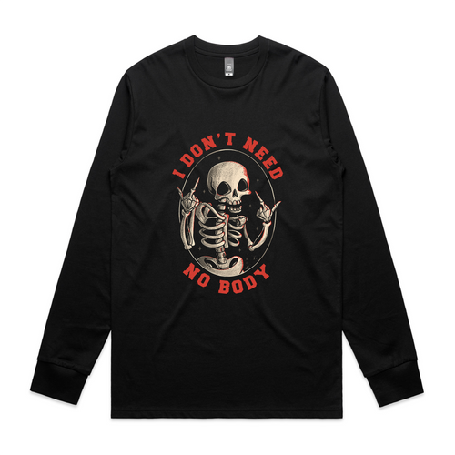 Don't Need No Body Tee by Lonely Kids Club. All clothing from our T-shirts to our shorts and hoodies are ethically made, and printed packed and shipped from Sydney.