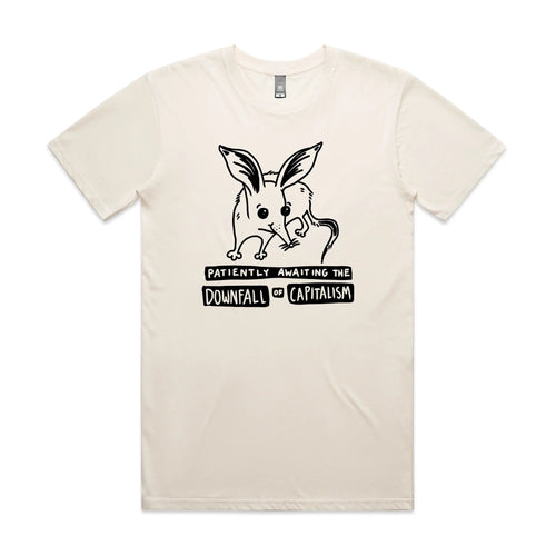 Downfall of Capitalism Tee by Lonely Kids Club. All clothing from our T-shirts to our shorts and hoodies are ethically made, and printed packed and shipped from Sydney.