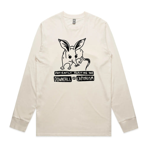 Downfall of Capitalism Tee by Lonely Kids Club. All clothing from our T-shirts to our shorts and hoodies are ethically made, and printed packed and shipped from Sydney.