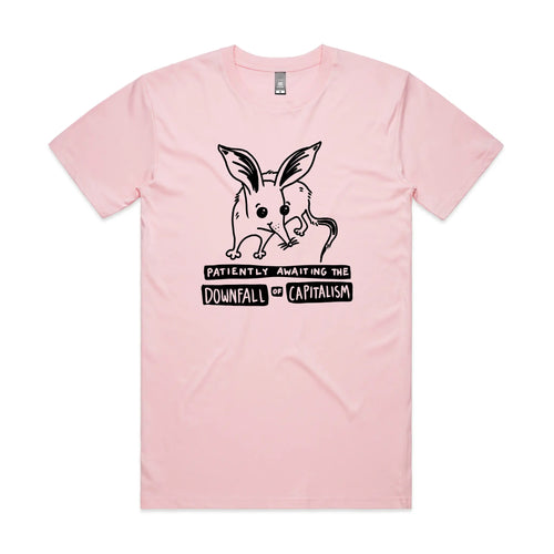Downfall of Capitalism Tee by Lonely Kids Club. All clothing from our T-shirts to our shorts and hoodies are ethically made, and printed packed and shipped from Sydney.