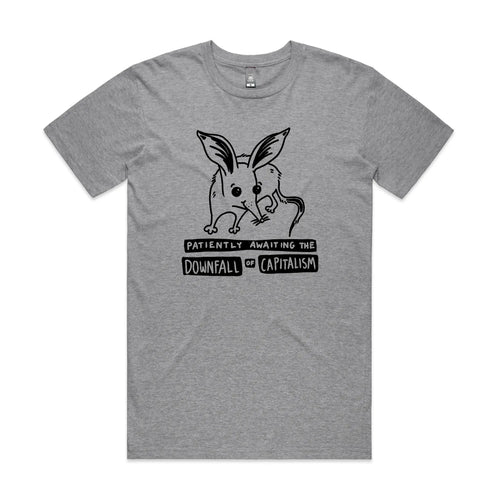 Downfall of Capitalism Tee by Lonely Kids Club. All clothing from our T-shirts to our shorts and hoodies are ethically made, and printed packed and shipped from Sydney.