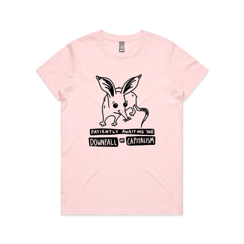 Downfall of Capitalism Tee by Lonely Kids Club. All clothing from our T-shirts to our shorts and hoodies are ethically made, and printed packed and shipped from Sydney.