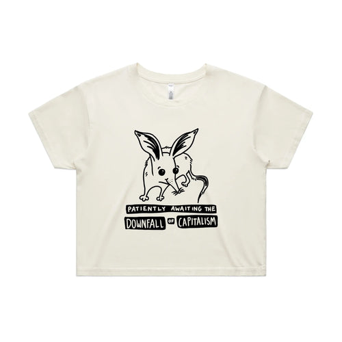 Downfall of Capitalism Tee by Lonely Kids Club. All clothing from our T-shirts to our shorts and hoodies are ethically made, and printed packed and shipped from Sydney.