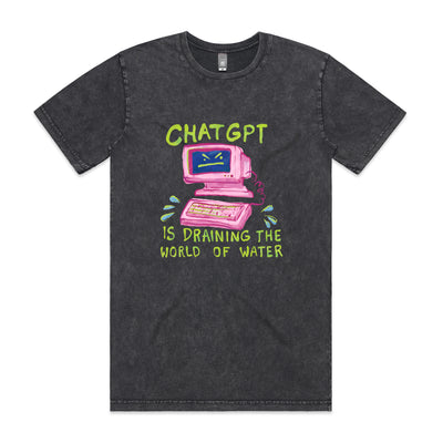 Draining The World Tee by Lonely Kids Club. All clothing from our T-shirts to our shorts and hoodies are ethically made, and printed packed and shipped from Sydney.