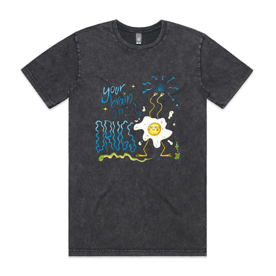 Your Brain On Drugs Tee by Lonely Kids Club. All clothing from our T-shirts to our shorts and hoodies are ethically made, and printed packed and shipped from Sydney.