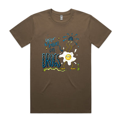 Your Brain On Drugs Tee by Lonely Kids Club. All clothing from our T-shirts to our shorts and hoodies are ethically made, and printed packed and shipped from Sydney.