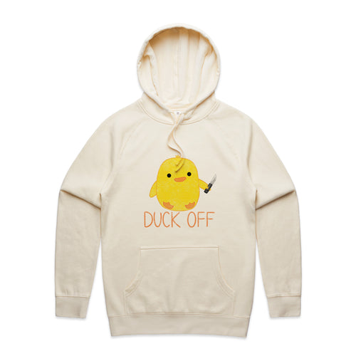 Duck Off Hoodie by Lonely Kids Club. All clothing from our T-shirts to our shorts and hoodies are ethically made, and printed packed and shipped from Sydney.