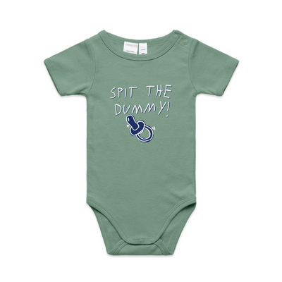 Spit The Dummy Baby Onesie by Lonely Kids Club. All clothing from our T-shirts to our shorts and hoodies are ethically made, and printed packed and shipped from Sydney.
