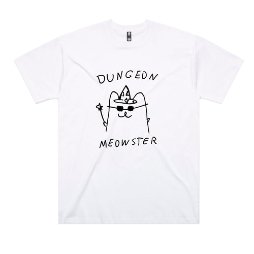 Dungeon Meowster Tee by Lonely Kids Club. All clothing from our T-shirts to our shorts and hoodies are ethically made, and printed packed and shipped from Sydney.