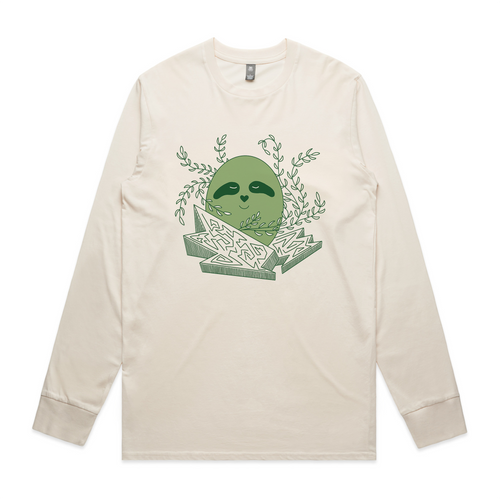 Earth Elemental Egg Sloth Tee by Lonely Kids Club. All clothing from our T-shirts to our shorts and hoodies are ethically made, and printed packed and shipped from Sydney.