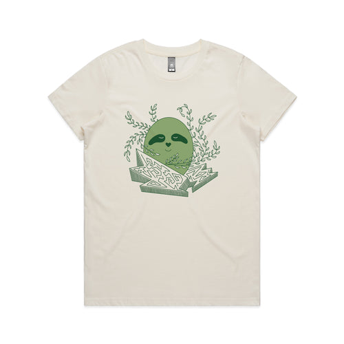 Earth Elemental Egg Sloth Tee by Lonely Kids Club. All clothing from our T-shirts to our shorts and hoodies are ethically made, and printed packed and shipped from Sydney.