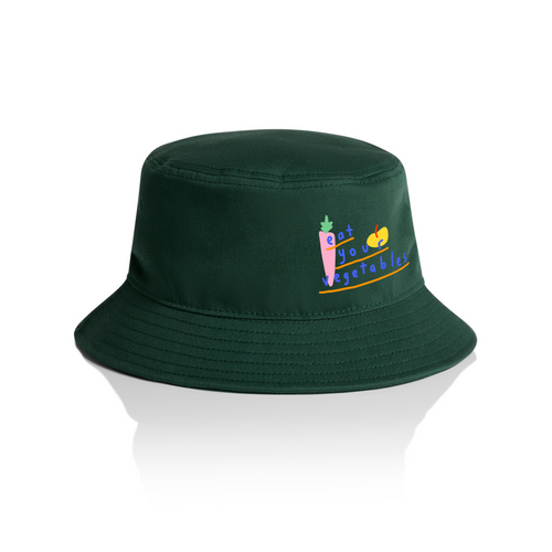 Eat Your Vegetables Bucket Hat by Lonely Kids Club. All clothing from our T-shirts to our shorts and hoodies are ethically made, and printed packed and shipped from Sydney.