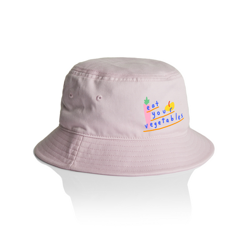 Eat Your Vegetables Bucket Hat by Lonely Kids Club. All clothing from our T-shirts to our shorts and hoodies are ethically made, and printed packed and shipped from Sydney.
