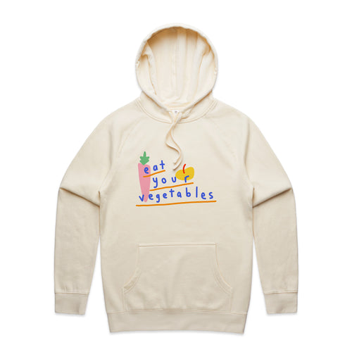 Eat Your Vegetables Hoodie by Lonely Kids Club. All clothing from our T-shirts to our shorts and hoodies are ethically made, and printed packed and shipped from Sydney.