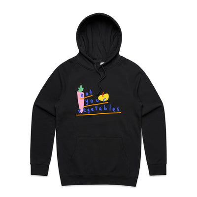 Eat Your Vegetables Hoodie by Lonely Kids Club. All clothing from our T-shirts to our shorts and hoodies are ethically made, and printed packed and shipped from Sydney.