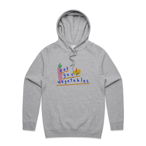 Eat Your Vegetables Hoodie by Lonely Kids Club. All clothing from our T-shirts to our shorts and hoodies are ethically made, and printed packed and shipped from Sydney.