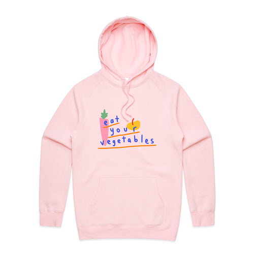 Eat Your Vegetables Hoodie by Lonely Kids Club. All clothing from our T-shirts to our shorts and hoodies are ethically made, and printed packed and shipped from Sydney.