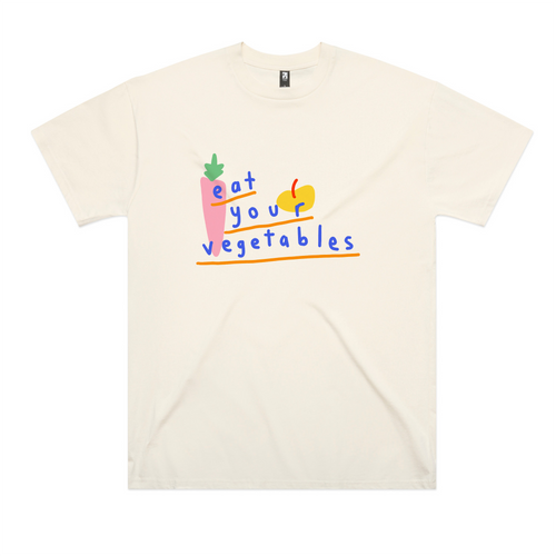Eat Your Vegetables Oversized Tee by Lonely Kids Club. All clothing from our T-shirts to our shorts and hoodies are ethically made, and printed packed and shipped from Sydney.