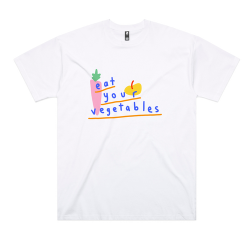 Eat Your Vegetables Oversized Tee by Lonely Kids Club. All clothing from our T-shirts to our shorts and hoodies are ethically made, and printed packed and shipped from Sydney.