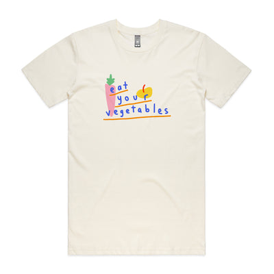 Eat Your Vegetables Tee by Lonely Kids Club. All clothing from our T-shirts to our shorts and hoodies are ethically made, and printed packed and shipped from Sydney.