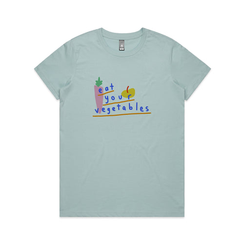 Eat Your Vegetables Tee by Lonely Kids Club. All clothing from our T-shirts to our shorts and hoodies are ethically made, and printed packed and shipped from Sydney.